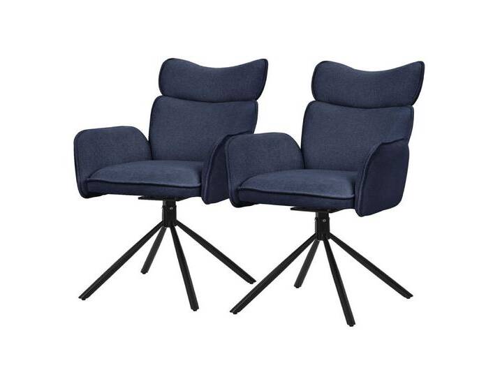 ML-DESIGN Polsterstuhl Drehstuhl mit Armlehne & Rückenlehne Ergonomische mit Metallbeine (2 St), Armlehnstuhl 2er Set Dunkelblau aus Polyester 360° Drehbar Sessel, blau von OTTO