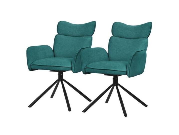 ML-DESIGN Polsterstuhl Drehstuhl mit Armlehne & Rückenlehne Ergonomische mit Metallbeine (2 St), Armlehnstuhl 2er Set Petrol aus Polyester 360° Drehbar Sessel, blau von OTTO