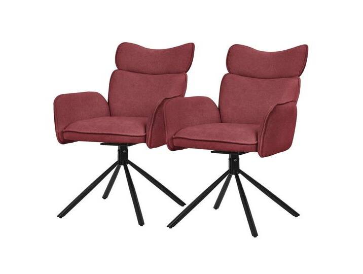 ML-DESIGN Polsterstuhl Drehstuhl mit Armlehne & Rückenlehne Ergonomische mit Metallbeine (2 St), Armlehnstuhl 2er Set Rot aus Polyester 360° Drehbar Sessel bis 120 kg, rot von OTTO
