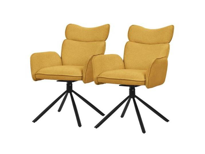 ML-DESIGN Polsterstuhl Drehstuhl mit Armlehne & Rückenlehne Ergonomische mit Metallbeine (2 St), Armlehnstuhl 2er Set Senf aus Polyester 360° Drehbar Sessel bis 120 kg, gelb von OTTO