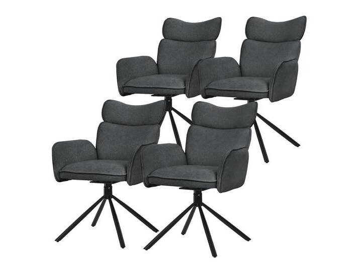 ML-DESIGN Polsterstuhl Drehstuhl mit Armlehne & Rückenlehne Ergonomische mit Metallbeine (4 St), Armlehnstuhl 4er Set Anthrazit aus Polyester 360° Drehbar Sessel, schwarz von OTTO