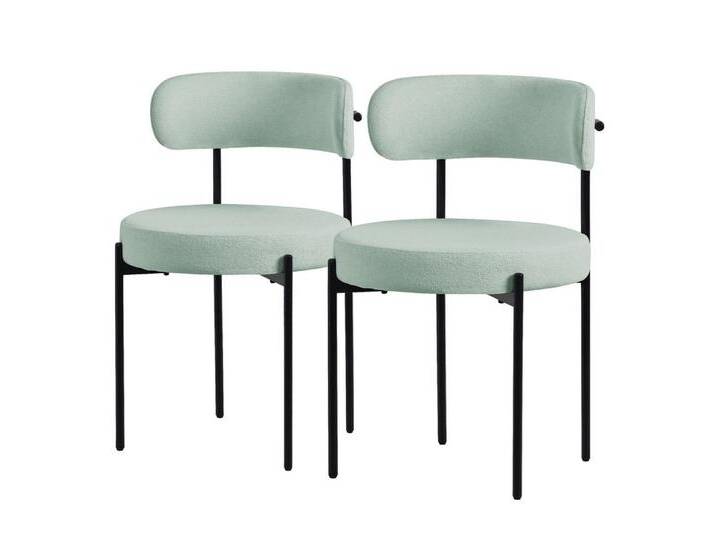 ML-DESIGN Polsterstuhl Esszimmerstühle Gruppe Küchenstuhl aus Teddystoff mit Metallbeinen (2 St), Clubstuhl 2er Set Wohnzimmerstuhl Grün moderne Design Lounge Stuhl, grün schwarz von OTTO