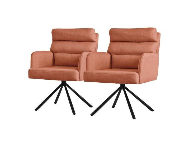 ML-DESIGN Polsterstuhl Esszimmerstühle mit Rücken- & Armlehne moderne Design Küchenstühle (2 St), Armlehnstuhl Orange aus Polyester 180° Drehbar ergonomische Sessel, orange von OTTO