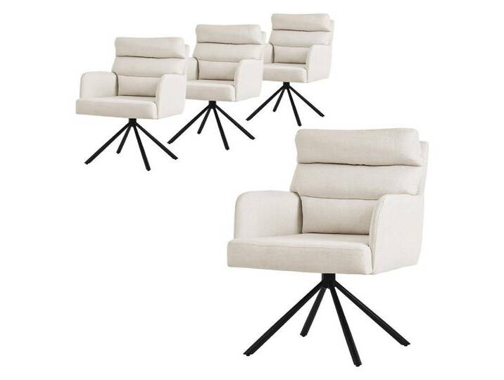 ML-DESIGN Polsterstuhl Esszimmerstühle mit Rücken- & Armlehne moderne Design Küchenstühle (4 St), Design Lounge drehbar Clubsessel mit Metallbeinen Polyester bis 120kg, beige von OTTO