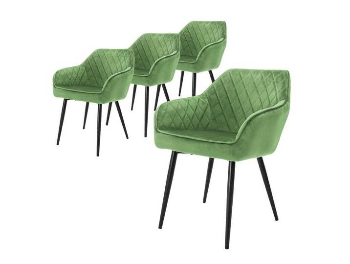 ML-DESIGN Polsterstuhl Esszimmerstühle mit Rücken- & Armlehne moderne Design Küchenstühle (4 St), Esstischstühle 4er Set Samt Bezug Salbei Wohnzimmerstuhl bis 120kg, grün, Samt von OTTO
