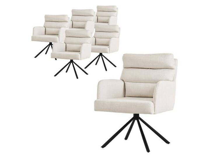 ML-DESIGN Polsterstuhl Esszimmerstühle mit Rücken- & Armlehne moderne Design Küchenstühle (6 St), Design Lounge drehbar Clubsessel mit Metallbeinen Polyester bis 120kg, beige von OTTO
