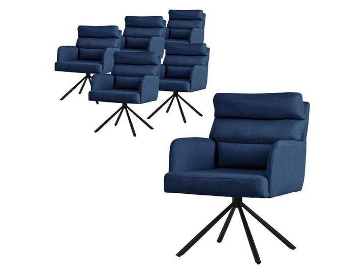 ML-DESIGN Polsterstuhl Esszimmerstühle mit Rücken- & Armlehne moderne Design Küchenstühle (6 St), Design Lounge Polsterstuhl drehbar Clubsessel Polyester bis 120kg, blau von OTTO