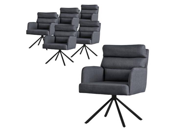 ML-DESIGN Polsterstuhl Esszimmerstühle mit Rücken- & Armlehne moderne Design Küchenstühle (6 St), Design Lounge Polsterstuhl drehbar Clubsessel Polyester bis 120kg, grau von OTTO