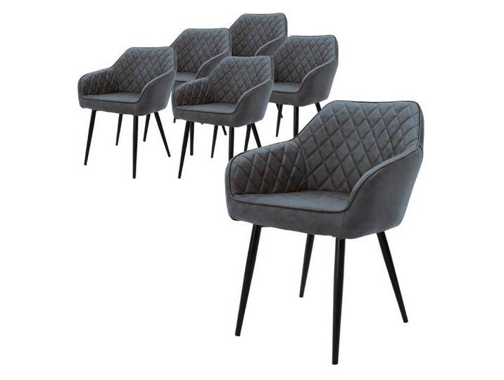 ML-DESIGN Polsterstuhl Esszimmerstühle mit Rücken- & Armlehne moderne Design Küchenstühle (6 St), Esstischstühle 6er Set Kunstlederbezug bis 120kg Wohnzimmerstuhl, grau von OTTO