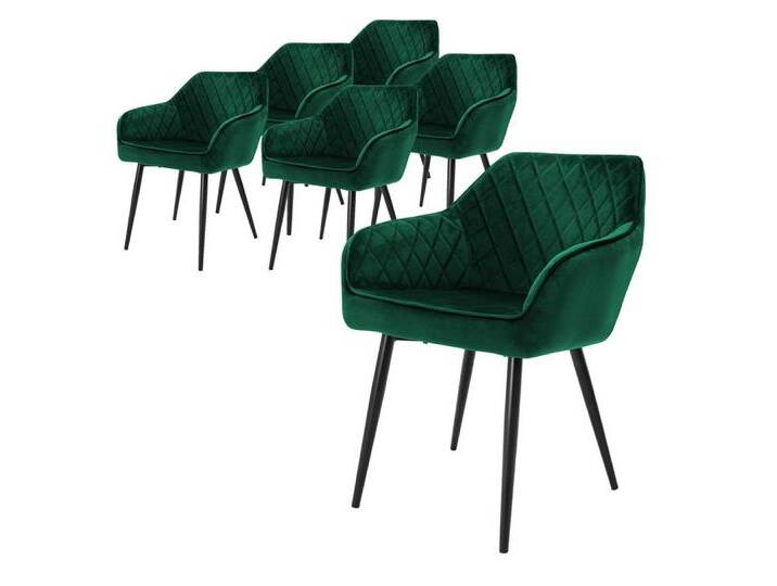 ML-DESIGN Polsterstuhl Esszimmerstühle mit Rücken- & Armlehne moderne Design Küchenstühle (6 St), Esstischstühle 6er Set Samt Bezug Dunkelgrün Wohnzimmerstuhl bis 120kg, grün, Samt von OTTO