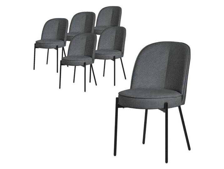 ML-DESIGN Polsterstuhl Esszimmerstühle mit Rückenlehne moderne Design Lounge Küchenstühle (6 St), Esstischstühle 6er Set Anthrazit Küchenstuhl Stahl Polyester bis 120kg, schwarz von OTTO