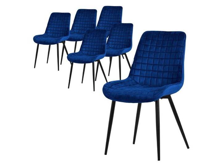 ML-DESIGN Polsterstuhl Esszimmerstühle mit Rückenlehne moderne Design Lounge mit Metallbeinen (6 St), Wohnzimmerstuhl Esstischstühle 6er Set Küchenstuhl Samt, blau von OTTO