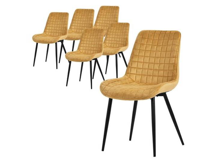ML-DESIGN Polsterstuhl Esszimmerstühle mit Rückenlehne moderne Design Lounge mit Metallbeinen (6 St), Wohnzimmerstuhl Esstischstühle 6er Set Küchenstuhl Samt, gelb von OTTO