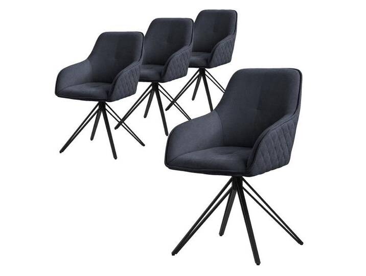 ML-DESIGN Polsterstuhl Esszimmerstuhl aus Textil Webstoff mit Metallbeine 360° drehbar (4 St), Stuhl mit Rücken-& Armlehne Schwarz Küchenstuhl Wohnzimmerstuhl, schwarz von OTTO