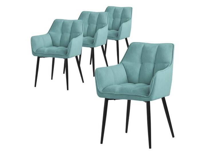 ML-DESIGN Polsterstuhl Esszimmerstuhl mit dickem gepolsterter Sitz Rücken- und Armlehnen (4 St), Wohnzimmerstuhl aus Frotteestoff Petrol Loungesessel Küchenstuhl, blau von OTTO