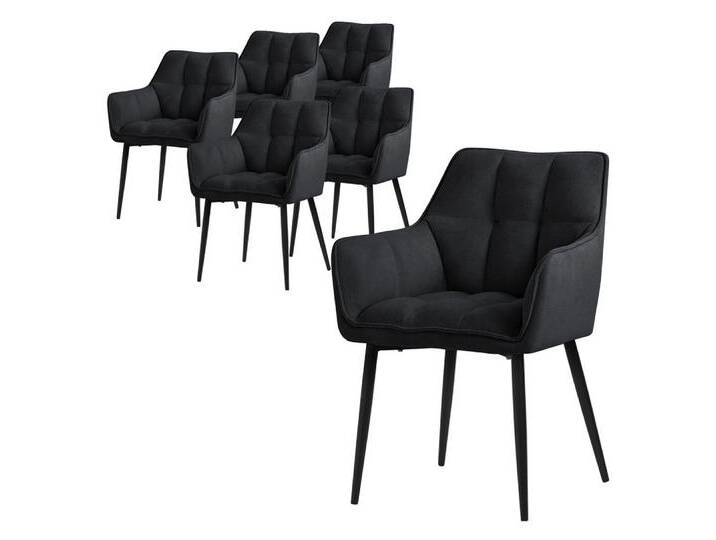 ML-DESIGN Polsterstuhl Esszimmerstuhl mit dickem gepolsterter Sitz Rücken- und Armlehnen (6 St), Wohnzimmerstuhl aus Frotteestoff Schwarz Loungesessel Küchenstuhl, schwarz von OTTO
