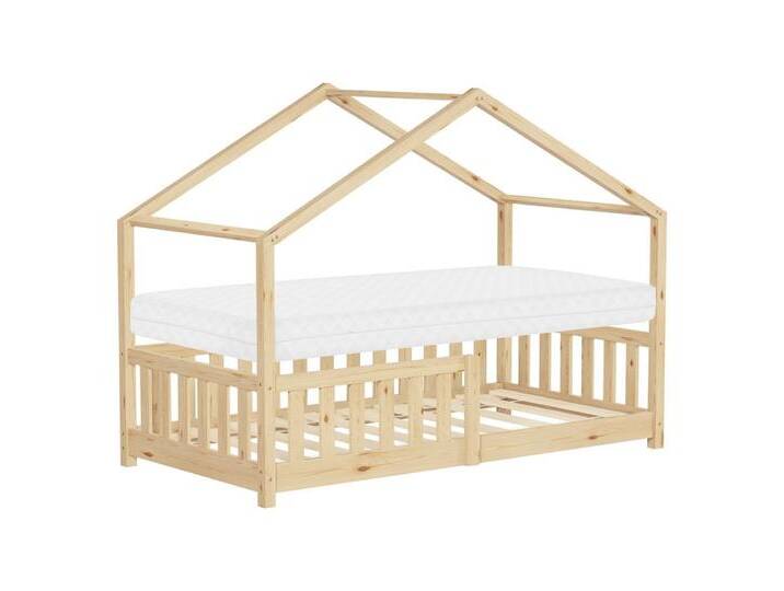 ML-DESIGN Spielbett Hausbett Kinderbett inkl. Lattenrost & Rausfallschutz Kinder Bodenbett, Abenteuerbett 80x160cm mit Matratze Himmelbett Kiefer Jugendbett Natur ML-DESIGN Spielbett Hausbett Kinderbett inkl. Lattenrost & Rausfallschutz Kinder Bodenbett, Abenteuerbett 80x160cm mit Matratze Himmelbett Kiefer Jugendbett Natur von OTTO
