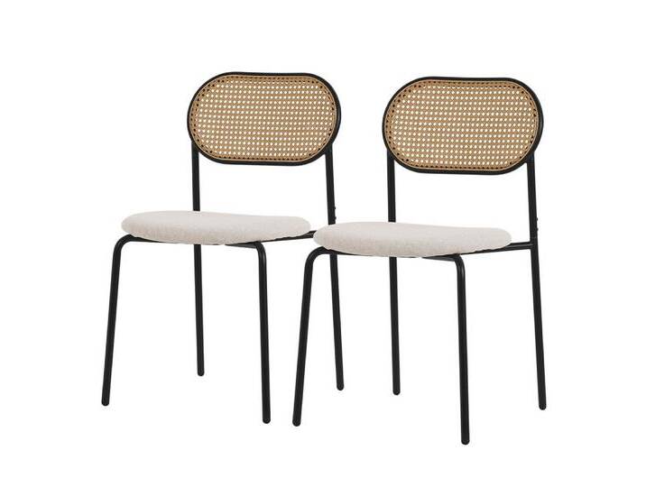 ML-DESIGN Stuhl Esszimmerstühle Rattanstuhl Polsterstühle Akzentstühle für Esszimmer (2 St), Esstischstühle mit Rückenlehne aus Rattan 2er Set Küchenstuhl, beige von OTTO