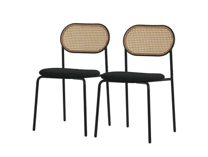 ML-DESIGN Stuhl Esszimmerstühle Rattanstuhl Polsterstühle Akzentstühle für Esszimmer (2 St), Esstischstühle mit Rückenlehne aus Rattan 2er Set Küchenstuhl, schwarz von OTTO