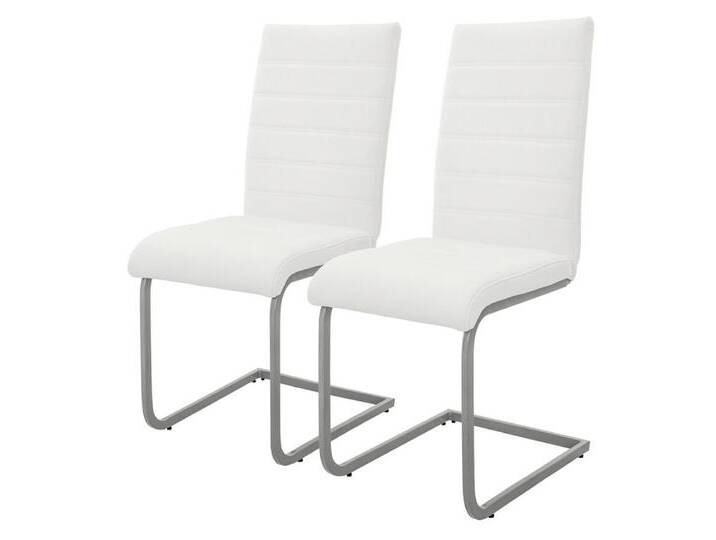 ML-DESIGN Stuhl Esszimmerstühle Schwingstühle mit Rückenlehne Design Küchenstühle (2 St), Polsterstuhl Freischwinger 2er Set Küchenstuhl bis 120kg Kunstleder, weiß von OTTO