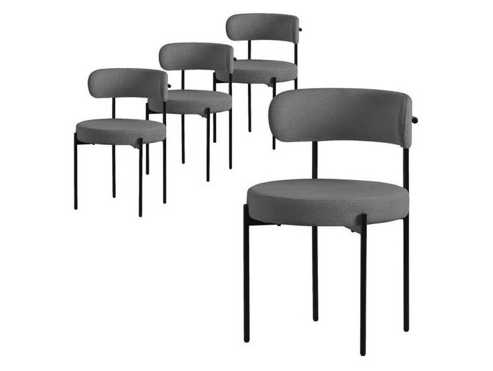 ML-DESIGN Stuhl Esszimmerstühle Set Küchenstuhl aus Teddystoff mit Metallbeinen (Komplett-Set, 4 St), Design Lounge Polsterstuhl Clubstuhl 4er Set Küchenstuhl Teddystoff, grau von OTTO