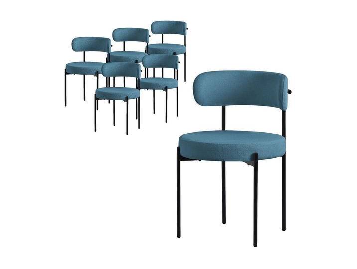 ML-DESIGN Stuhl Esszimmerstühle Set Küchenstuhl aus Teddystoff mit Metallbeinen (Komplett-Set, 6 St), Design Lounge Polsterstuhl Clubstuhl 6er Set Küchenstuhl Teddystoff, blau, Stahl, Polyester von OTTO
