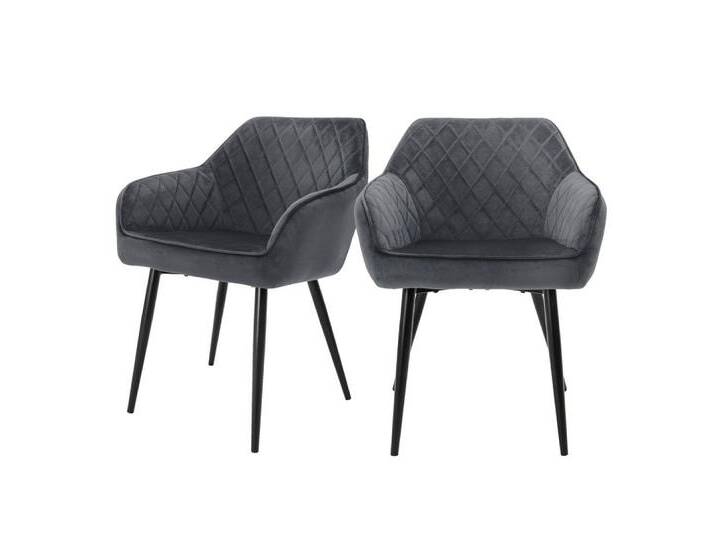 ML-DESIGN Stuhl Esszimmerstühle mit Rücken- & Armlehne moderne Design Küchenstühle (2 St), Polsterstuhl Esstischstühle 2er Set Küchenstuhl Samt Anthrazit, schwarz von OTTO