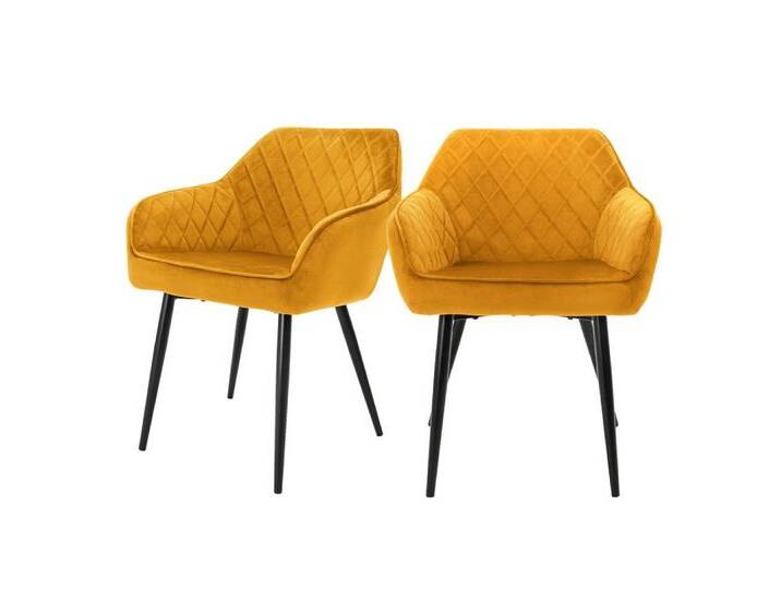ML-DESIGN Stuhl Esszimmerstühle mit Rücken- & Armlehne moderne Design Küchenstühle (2 St), Polsterstuhl Esstischstühle 2er Set Küchenstuhl Samt Bezug, gelb von OTTO