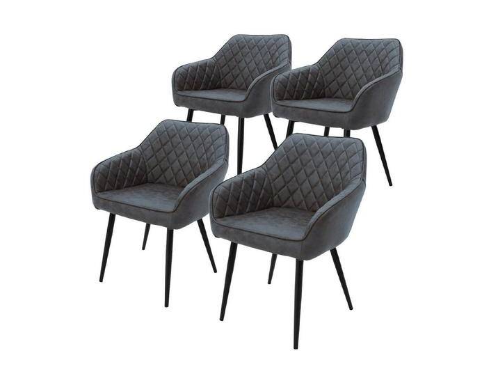 ML-DESIGN Stuhl Esszimmerstühle mit Rücken- & Armlehne moderne Design Küchenstühle (4 St), Polsterstuhl Esstischstühle 4er Set Küchenstuhl Kunstleder Anthrazit, schwarz von OTTO
