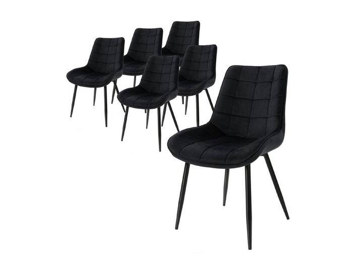ML-DESIGN Stuhl Esszimmerstühle mit Rücken- & Armlehne moderne Design Küchenstühle (Komplett-Set, 6 St), Küchenstuhl Samtbezug Schwarz Ergonomischer Stuhl Polsterstuhl, schwarz, Metall von OTTO