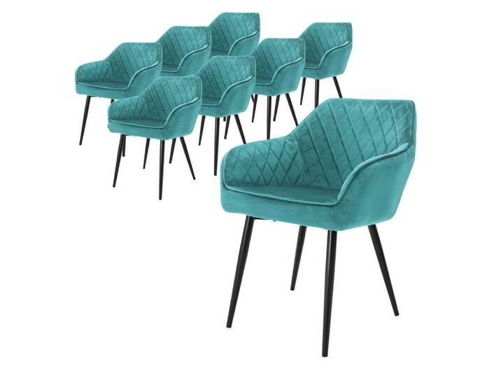 ML-DESIGN Stuhl Esszimmerstühle mit Rücken- & Armlehne moderne Design Küchenstühle (Komplett-Set, 8 St), Küchenstuhl Blau mit Samtbezug, Ergonomischer Polsterstuhl, blau, Stahl, Samt von OTTO