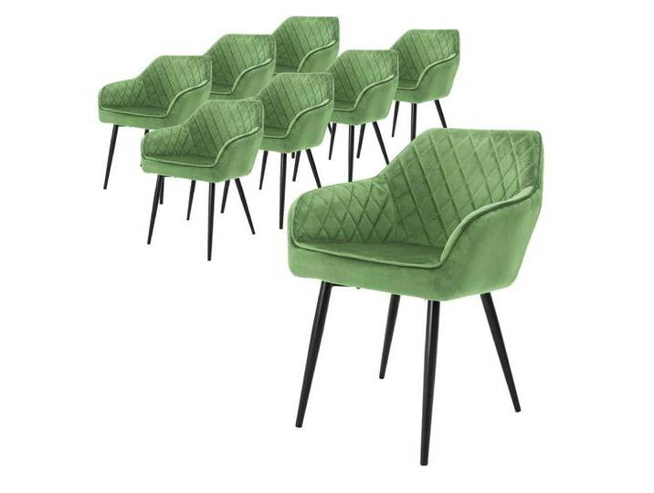 ML-DESIGN Stuhl Esszimmerstühle mit Rücken- & Armlehne moderne Design Küchenstühle (Komplett-Set, 8 St), Küchenstuhl Grün mit Samtbezug, Ergonomischer Polsterstuhl, grün schwarz, Stahl, Samt, 8 St. von OTTO