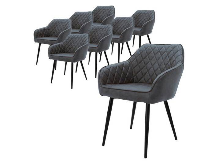 ML-DESIGN Stuhl Esszimmerstühle mit Rücken- & Armlehne moderne Design Küchenstühle (Komplett-Set, 8 St), Polsterstuhl Esstischstühle 8er Set Küchenstuhl Kunstleder Anthrazit, schwarz, Stahl, Kunstleder von OTTO