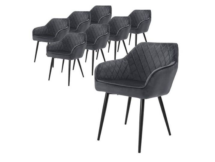 ML-DESIGN Stuhl Esszimmerstühle mit Rücken- & Armlehne moderne Design Küchenstühle (Komplett-Set, 8 St), Polsterstuhl Esstischstühle 8er Set Küchenstuhl Samt Anthrazit, schwarz, Stahl, Samt von OTTO