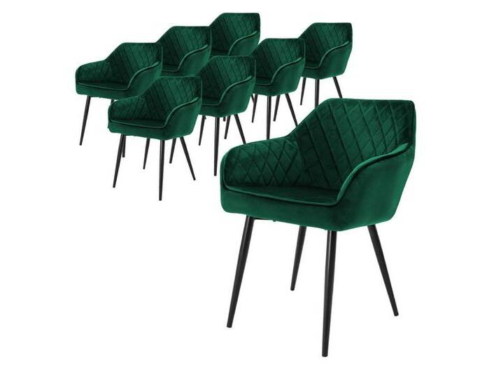 ML-DESIGN Stuhl Esszimmerstühle mit Rücken- & Armlehne moderne Design Küchenstühle (Komplett-Set, 8 St), Polsterstuhl Esstischstühle 8er Set Küchenstuhl Samt Dunkelgrün, grün, Stahl, Samt von OTTO
