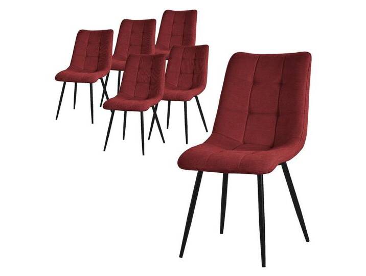 ML-DESIGN Stuhl Esszimmerstühle mit Rückenlehne moderne Design Lounge Küchenstühle, Polsterstuhl Esstischstühle 6er Set Küchenstuhl Polyester bis 120kg, rot, Stahl, Polyester von OTTO