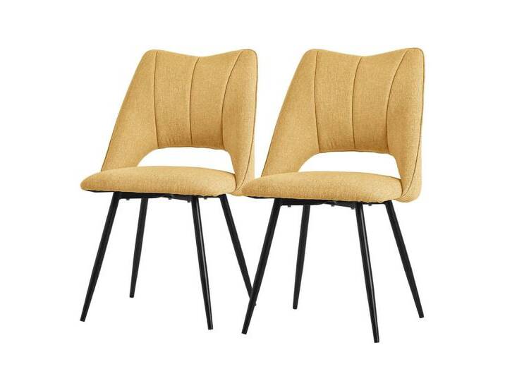 ML-DESIGN Stuhl Esszimmerstühle mit Rückenlehne moderne Design Lounge Küchenstühle (2 St), Polsterstuhl Esstischstühle 2er Set Clubsessel Polyester bis 120kg, gelb, Samt von OTTO