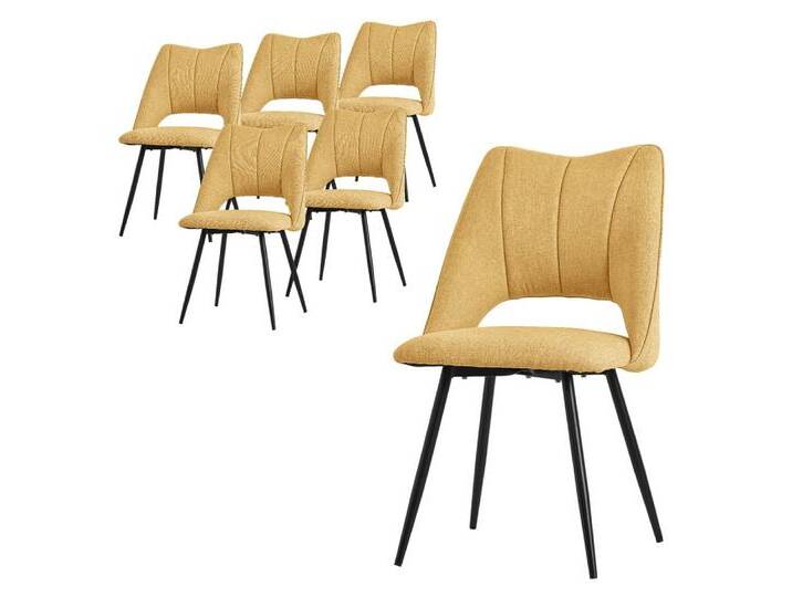 ML-DESIGN Stuhl Esszimmerstühle mit Rückenlehne moderne Design Lounge Küchenstühle (6 St), Polsterstuhl Esstischstühle 6er Set Clubsessel Polyester bis 120kg, gelb von OTTO