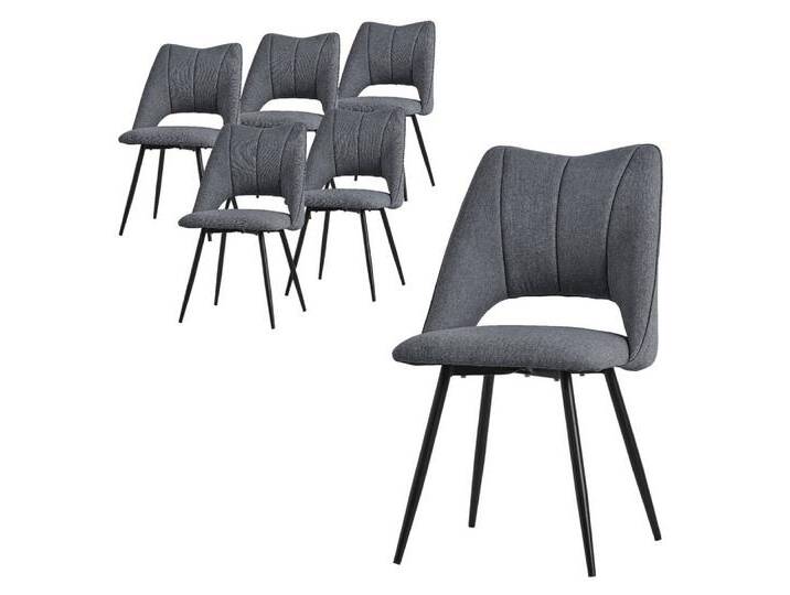 ML-DESIGN Stuhl Esszimmerstühle mit Rückenlehne moderne Design Lounge Küchenstühle (6 St), Polsterstuhl Esstischstühle 6er Set Clubsessel Polyester bis 120kg, grau, Samt von OTTO