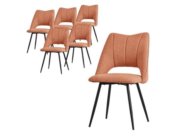 ML-DESIGN Stuhl Esszimmerstühle mit Rückenlehne moderne Design Lounge Küchenstühle (6 St), Polsterstuhl Esstischstühle 6er Set Clubsessel Polyester bis 120kg, orange, Samt von OTTO