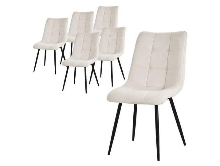 ML-DESIGN Stuhl Esszimmerstühle mit Rückenlehne moderne Design Lounge Küchenstühle (6 St), Polsterstuhl Esstischstühle 6er Set Küchenstuhl Polyester bis 120kg, beige, Polyester von OTTO