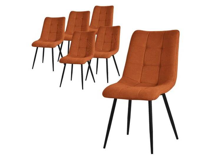 ML-DESIGN Stuhl Esszimmerstühle mit Rückenlehne moderne Design Lounge Küchenstühle (6 St), Polsterstuhl Esstischstühle 6er Set Küchenstuhl Polyester bis 120kg, orange von OTTO