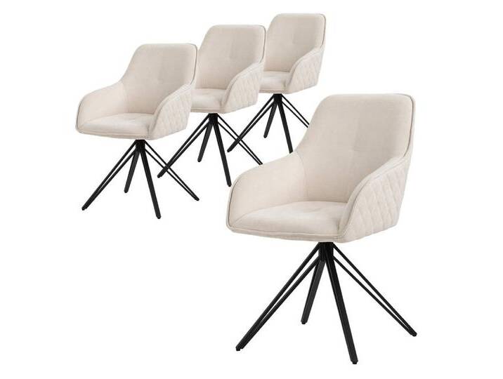 ML-DESIGN Stuhl Esszimmerstuhl aus Textil Webstoff mit Metallbeine, 360° drehbar (4 St), Polsterstuhl mit Rücken-& Armlehne Creme Küchenstuhl Wohnzimmerstuhl, beige schwarz, 4 St. von OTTO