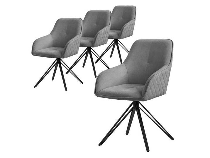 ML-DESIGN Stuhl Esszimmerstuhl aus Textil Webstoff mit Metallbeine, 360° drehbar (4 St), Polsterstuhl mit Rücken-& Armlehne Grau Küchenstuhl Wohnzimmerstuhl, grau schwarz, 4 St. von OTTO
