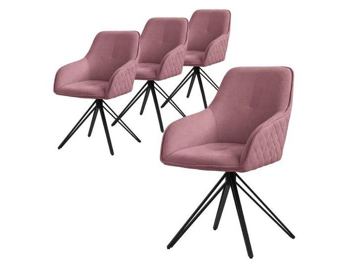 ML-DESIGN Stuhl Esszimmerstuhl aus Textil Webstoff mit Metallbeine, 360° drehbar (4 St), Polsterstuhl mit Rücken-& Armlehne Rosa Küchenstuhl Wohnzimmerstuhl, rosa, Textil Webstoff von OTTO