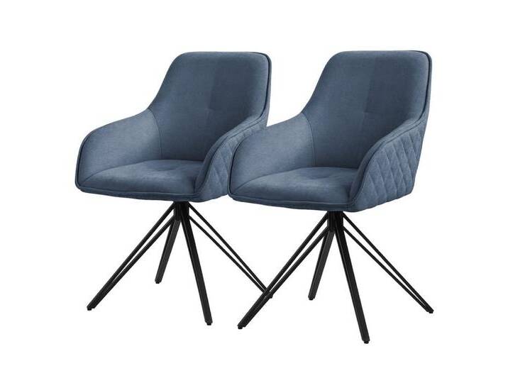 ML-DESIGN Stuhl Esszimmerstuhl aus Textil Webstoff mit Metallbeine 360° drehbar (2 St), Polsterstuhl mit Rücken-& Armlehne Blau Küchenstuhl Wohnzimmerstuhl, blau schwarz, Textil Webstoff, 2 St. von OTTO