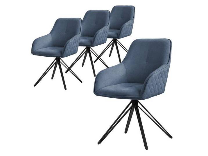ML-DESIGN Stuhl Esszimmerstuhl aus Textil Webstoff mit Metallbeine 360° drehbar (4 St), Polsterstuhl mit Rücken-& Armlehne Blau Küchenstuhl Wohnzimmerstuhl, blau schwarz, Textil Webstoff, 4 St. von OTTO