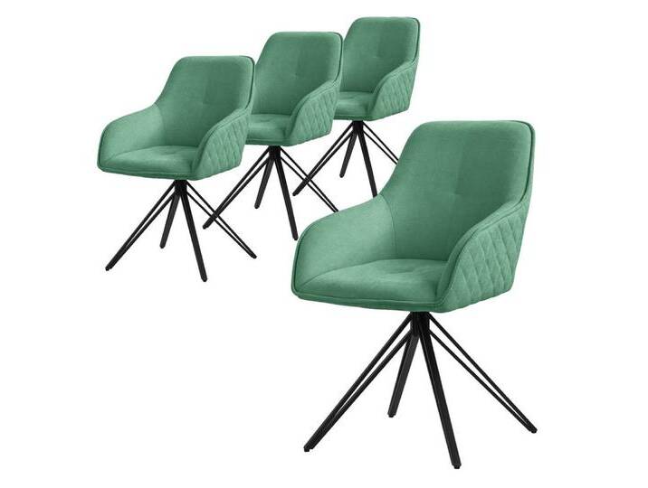 ML-DESIGN Stuhl Esszimmerstuhl aus Textil Webstoff mit Metallbeine 360° drehbar (Komplett-Set, 4 St), Polsterstuhl mit Rücken-& Armlehne Grün Küchenstuhl Wohnzimmerstuhl, grün schwarz, Metall, Polyester, 4 St. von OTTO