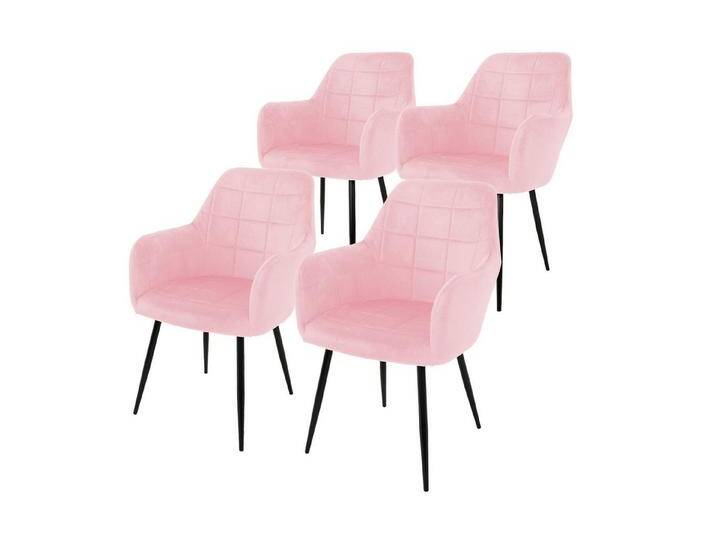 ML-DESIGN Stuhl Esszimmerstuhl ergonomisch & gepolstert, Esstischstuhl mit Rückenlehne (4 St), Wohnzimmerstuhl Rosa Samtbezug Küchenstuhl Polsterstuhl, rosa, Samt von OTTO