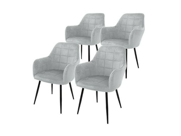 ML-DESIGN Stuhl Esszimmerstuhl ergonomisch & gepolstert Esstischstuhl mit Rückenlehnen (4 St), Wohnzimmerstuhl Grau Samtbezug Metallbeine Küchenstuhl Polsterstuhl, grau, Samt von OTTO